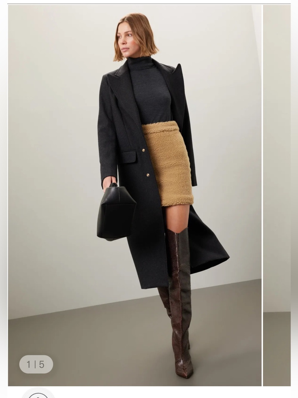 Aliette Faux-Sherpa Mini Skirt in Camel Runs Small Fits like a Size 6